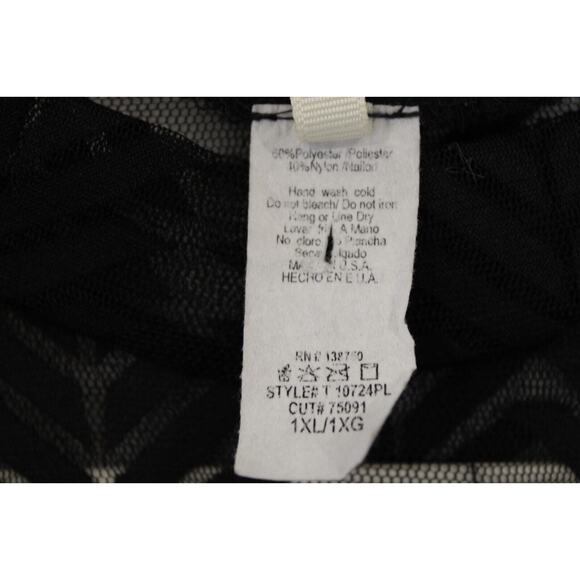 Sheer Black Bodysuit Top Long Sleeve Women XL Goth Edgy Coquette - Picture 10 of 11